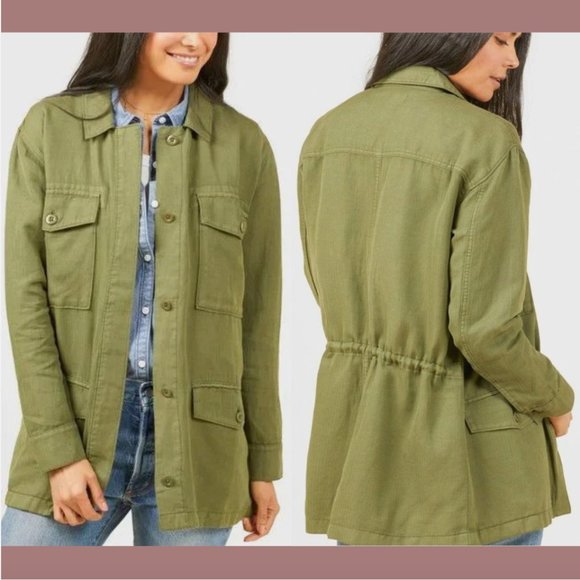 NWT $248 Outerknown Utility Cargo Linen Cotton Blend Jacket Green [ XS‎ ] Q447